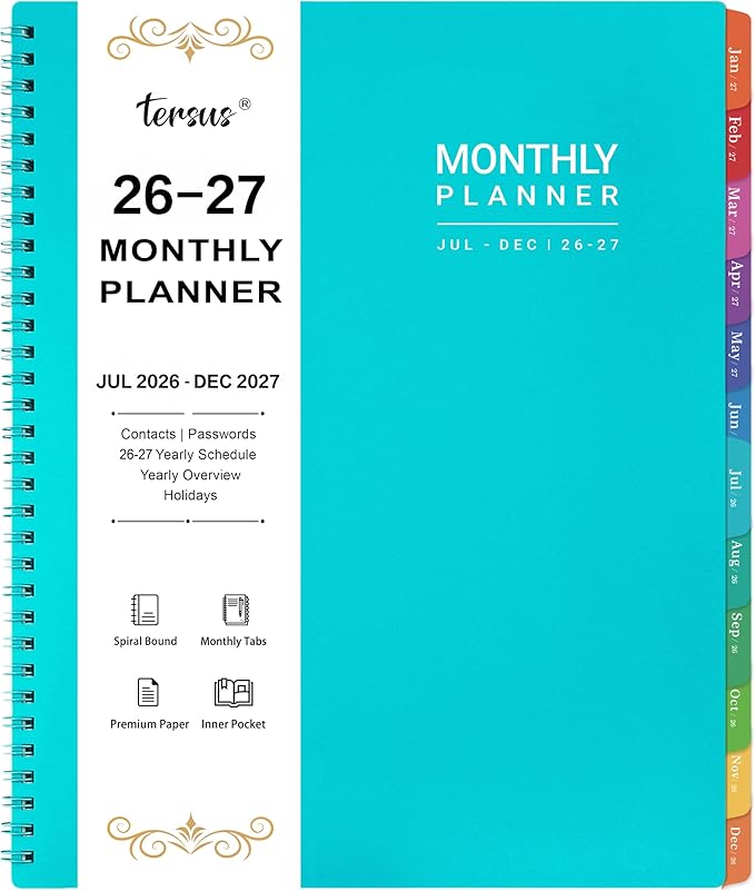 2026-2027 Monthly Planner - July 2026 - December 2027, 18 Months Planner Calendar 2026-2027, 9" x 11", Colorful Monthly Tabs, Suitable for School & Work