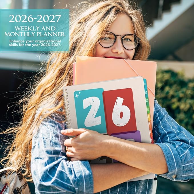 Planner 2026-2027 - Academic Planner, Jul. 2026 - Jun. 2027, 9" X 11", 2026-2027 Planners Weekly and Monthly, Calendar Planners with Colorful Monthly Tabs, Twin-Wire Binding, Holidays, Back Pocket