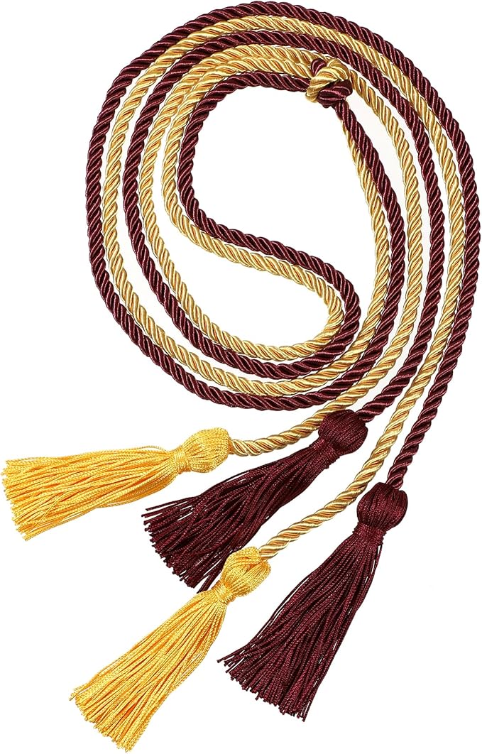Graduation Double Honor Cords with Tassels Braided Academic Ropes for High School College Ceremony 68 Inch (Maroon+Gold)