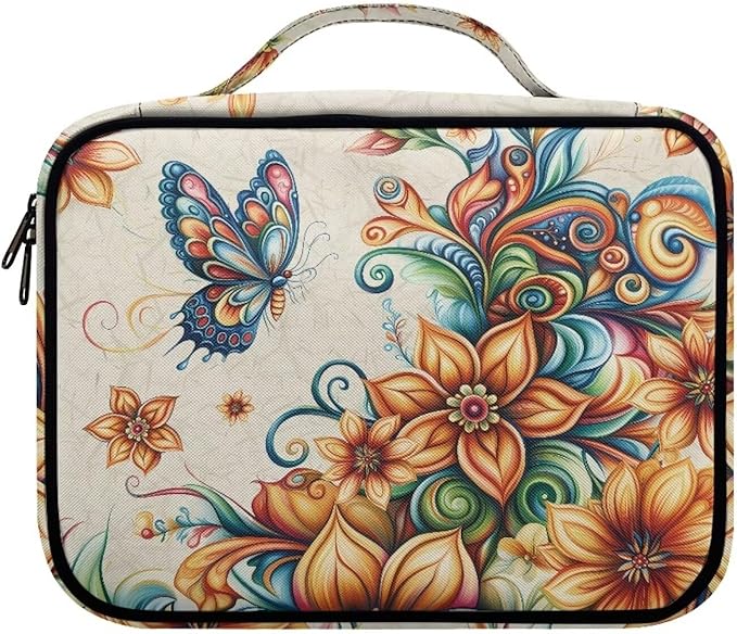 Butterfly Boho Flowers Print Bible Covers for Women & Men, Bible Case and Organizer Bible Carrying Case with Zippered Pocket Bible Protective Bag