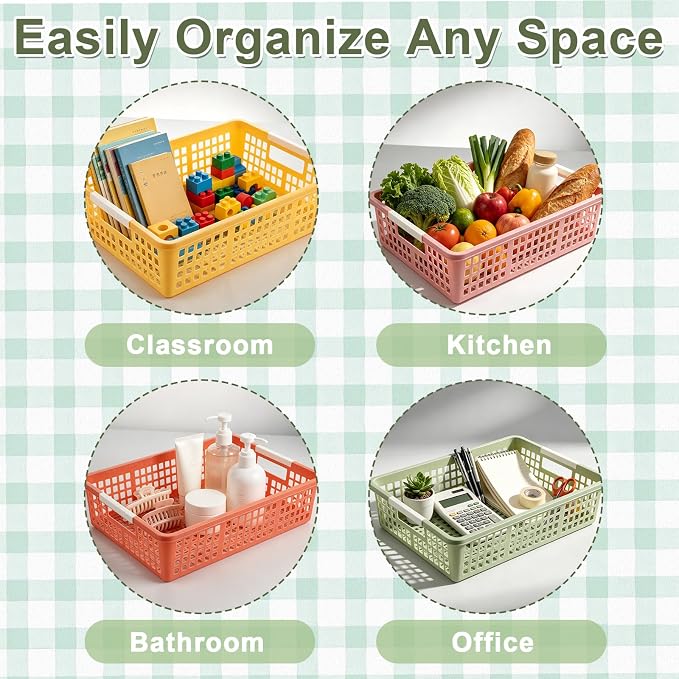 6 PCS Plastic Classroom Turn in Paper Trays Storage Bin Basket Organizers Holds 4A Paper File for School Teacher Supplies Classroom Office Home Organization and Storage Tray (Boho)