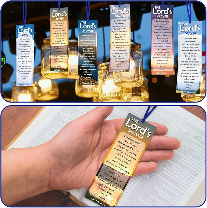 Dispowreath 60 Pcs the Lord's Prayer Religious Christian Bookmarks Church Bookmarks Gift for Teens Men Women Church Home Party Favors