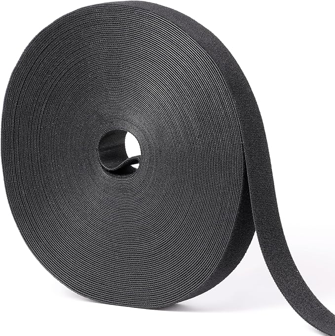 1 in x 90 ft Hook and Loop Roll | Double-Sided Strips, Self-Gripping Straps | Reusable Multi-Purpose Wrap Fasteners for Home, Office, Data Center, and More