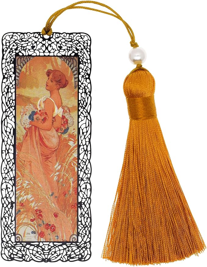 BLBMH Metal Bookmarks for Women Alphonse Mucha Birthday Christmas Gifts Unique Mother's Day Teacher Appreciation Gifts for Book Lovers Friends Readers - Summer