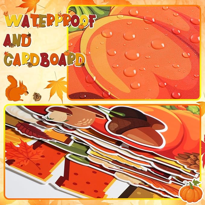 Qilery Fall in Love with Learning Bulletin Board Set Autumn Maple Leaves Pumpkin Cutouts Fall Theme Classroom Decorations for Thanksgiving School Home Chalkboard Wall Decor Supplies