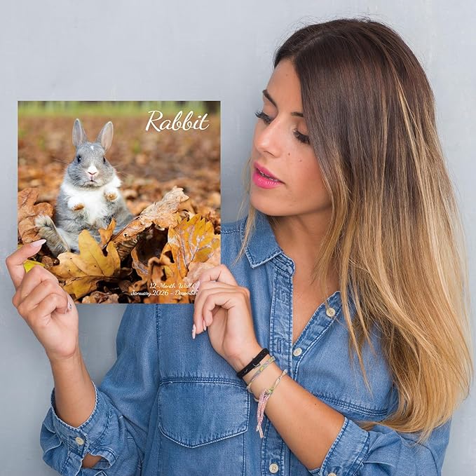 2026 Wall Calendar,Calendar 2026,Rabbit Monthly Wall Calendar, 12" x 24" Open,Family Planner Calendar, Home & Office Organizer,Hangable