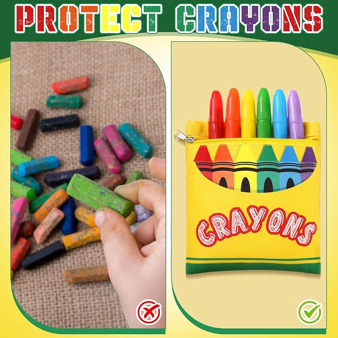 MotiMind 6 Pcs Crayon Storage Bags with Zipper for Classroom Crayon Organizer Dispenser Marker Storage Organizer for Art Supplies