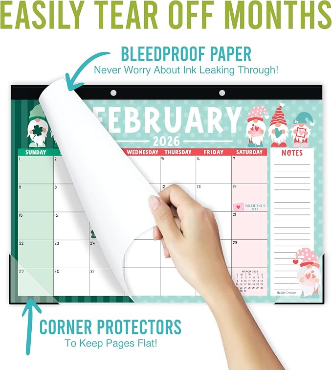 Hadley Designs Large Teacher Desk Calendar 2026-2027 - Desktop Calendar 2026, 18-Month Desk Calendars for Home, Office & Classroom, Cute Classroom Must Haves, Teacher Appreciation Gifts