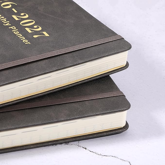 2026-2027 Planner - 5.75" X 8.25", JUL. 2026 - JUN. 2027, 2026-2027 Weekly & Monthly Planner with Calendar Stickers, Premium Thicker Paper, Pen Holder, Inner Pocket and 44 Notes Pages - Gray
