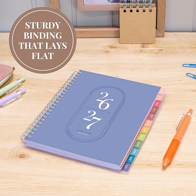 Rileys Academic Planner 2026-2027, Daily, Weekly & Monthly Planner, July 2026 - June 2027, Student Notes Pages, Twin-Wire Binding, Weekly Agenda for School & Work (8 x 6-Inches, Blue)