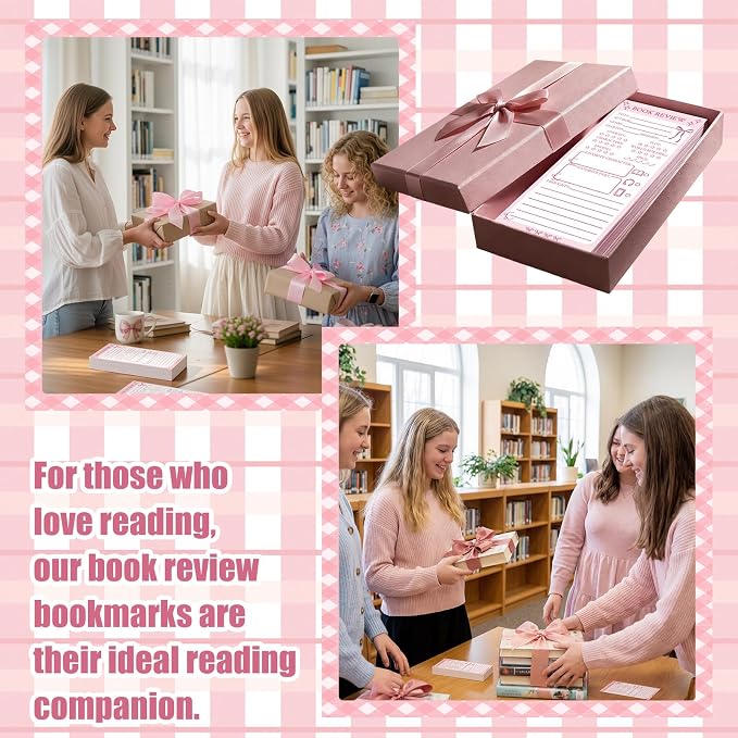 240 Pcs Back to School Teacher Gifts Colorful Book Review Bookmarks Bookclub Gifts Reading Page Cards for Book Lovers Women Students First Day of School Party Supplies(Bow,Pink)