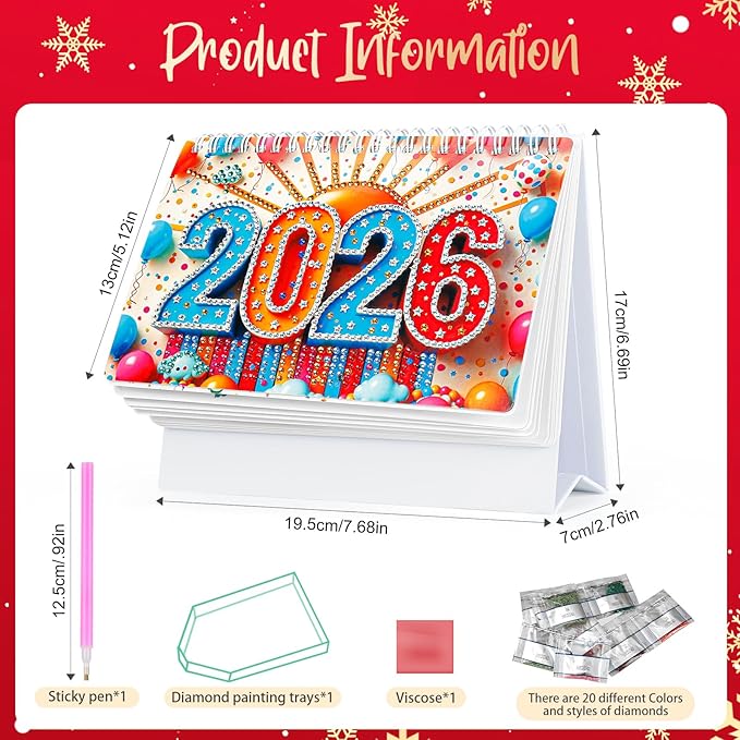 2026 DIY Diamond Art Desk Calendar Kit - Monthly Flip Desktop Planner with To Do List & Tools | Creative Home Office Decor Craft Gift