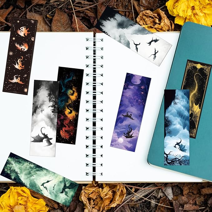 Cool Dragon Bookmarks Gifts - 20 Pcs Fantastic Bookmark for Book Lovers Gothic Horror Book Mark Witchy Dragon Page Marker Clip Gift for Men Teens Reading Students Teachers Bookish Bookworm