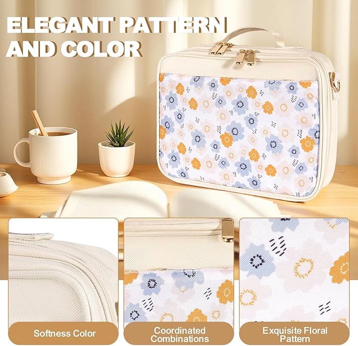 Bible Bag for Girls with 2 Separate Compartments, 600D Oxford Durable case, Fits up to 10.6” Bible, Floral Gift | Two Compartments