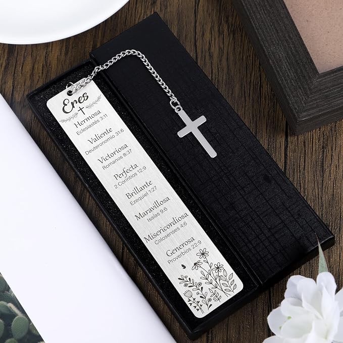 Spanish Christian Bookmarks Gifts - Inspirational Spanish Bible Verse Bookmark for Reading Women Religious Bible Accessories with Cross for Hispanic Friends Birthday Baptism Graduation Gift