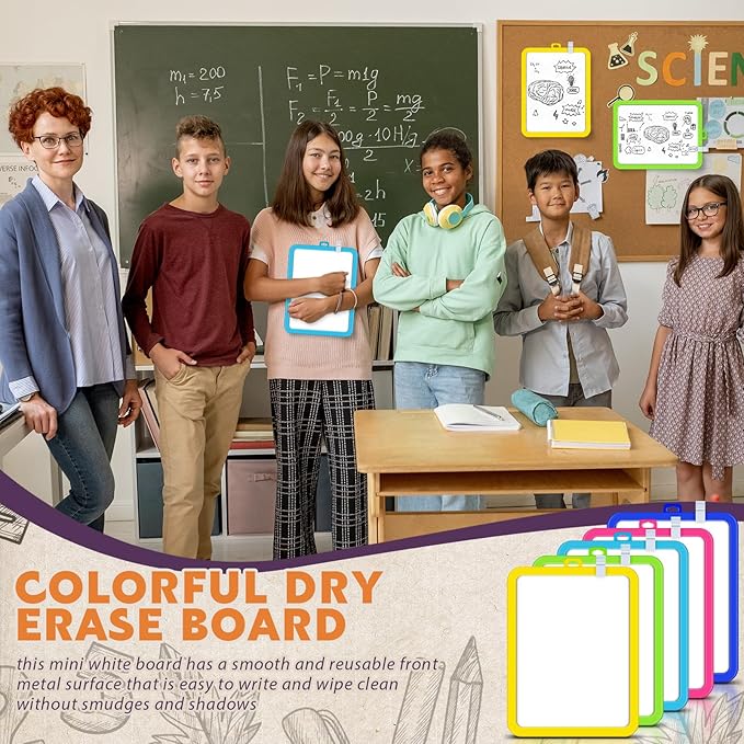 Outus 24 Pcs Dry Erase Mini White Boards Bulk 8.5 x 11'' Small Magnetic Whiteboard Double Sided Colored Writing Boards for Kids Students Locker Fridge (Colorful)