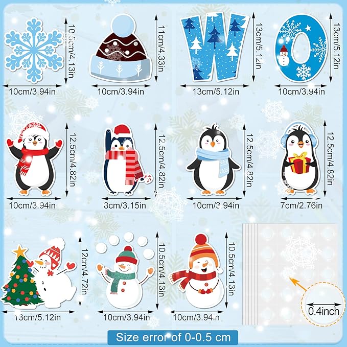 Marspark 68 Pieces Winter Classroom Decoration Christmas Bulletin Border Decoration Hello Winter Cutouts Snowman Penguin Snowflake Wall Decor for School Classroom Christmas Party