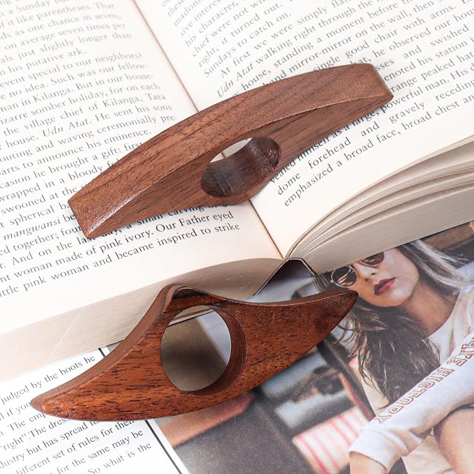 2Pcs Book Page Holder Thumb Book Page Holder for Reading with One Hand Book Thumb Page Holder Reading Accessories for Book Lovers Thumb Bookmark (Walnut)