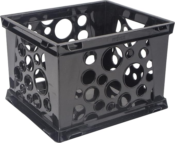 Storex Micro Crate, 6.75 x 5.8 x 4.8", Black, Case of 18 (63101U18C)