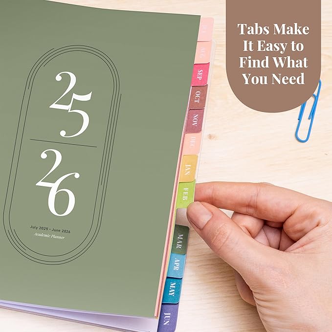 Rileys Academic Planner 2025-2026, Daily, Weekly & Monthly Planner, July 2025 - June 2026, Student Notes Pages, Twin-Wire Binding, Weekly Agenda for School & Work (8 x 6-Inches, Green)