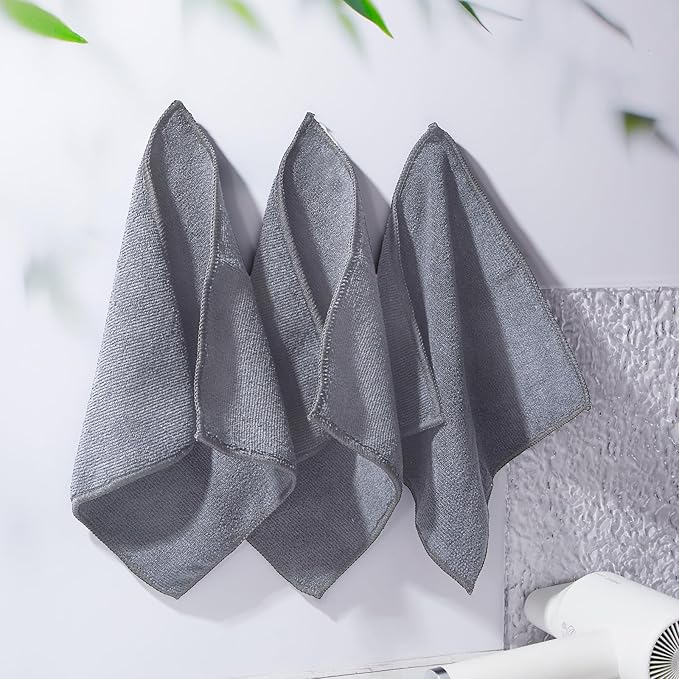 Tatuo 4 Pcs Magnetic Microfiber Cleaning Cloth Dry Erasers for Whiteboards Magnetic Towel Reusable Washable Rags for Classroom Office Home Supplies 10'' X 10''(Gray)