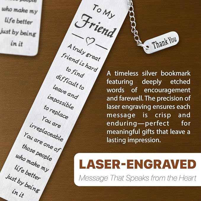 Friendship Gifts for Women Friends, Best Friend Birthday Gifts for Her, Sentimental Bookmark for BFF, Long Distance Friendship Thank You Gifts for Female Friend, Going Away Gifts