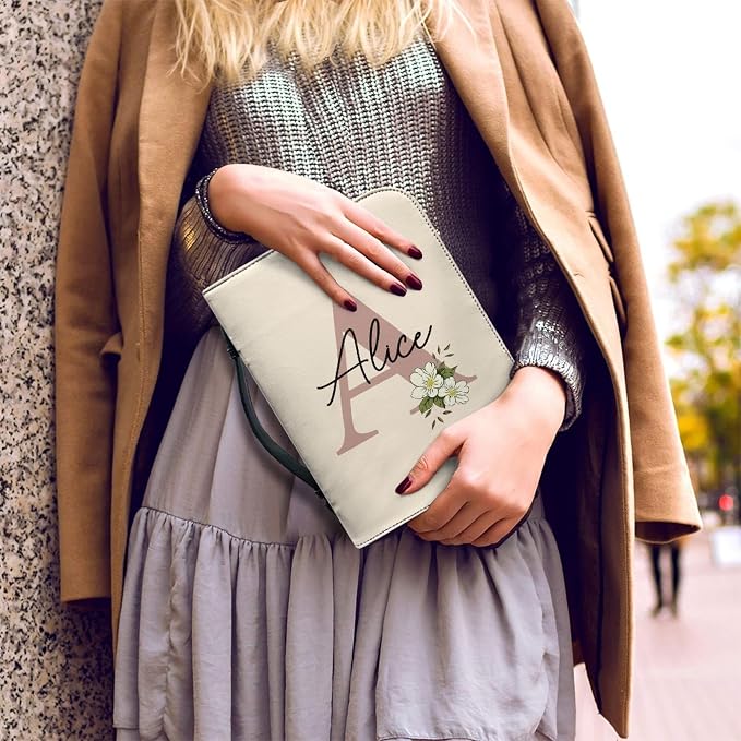 Personalized Bible Cover with Name, Custom Bible Cover Case for Women Girls, Large Capacity Scripture Bag with Handle