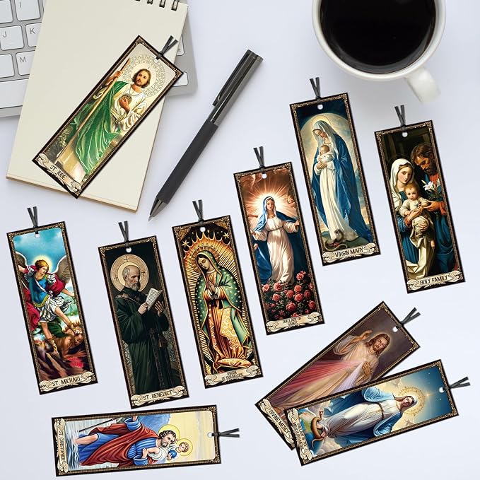 Wxiben Catholic Bookmarks for Women Men - 50 Pcs Christian Bible Bookmarks Religious Saints Prayer Book Marks Jesus Virgin Mary Book Markers Gift for Women Men Students Teacher Sunday School