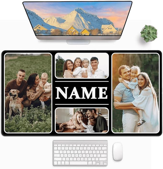 Custom Mouse Pads, Custom Big Mouse Pad 16 * 29.5in, Customized Desktop Mat with 4 Photos and Name, Desk Accessories, Workspace Organizers, Mousepad Gaming, Office Accessories, Keyboard Pad