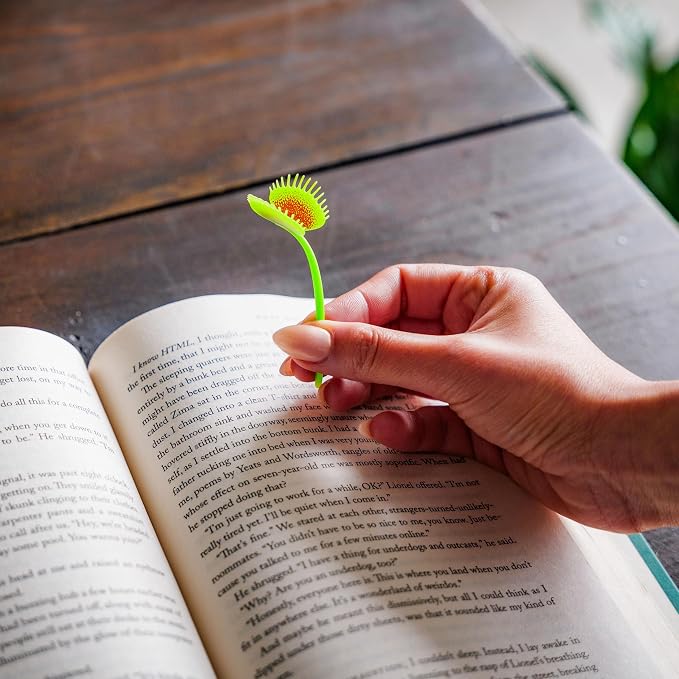 Genuine Fred Prey ON Words Venus Flytrap Bookmarks, Set of 2 Page Markers, Soft and Flexible Silicone, 3" Tall, for Plant and Book Lovers