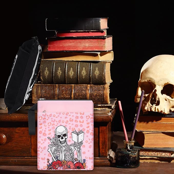 Fuyoooo 6 Pack Gothic Book Covers Book Club Gifts Book Covers for Paperbacks Skeleton Book Sleeve with Zipper Book Case Bag Gothic Book Protector for Book Lovers Teacher Student Gifts
