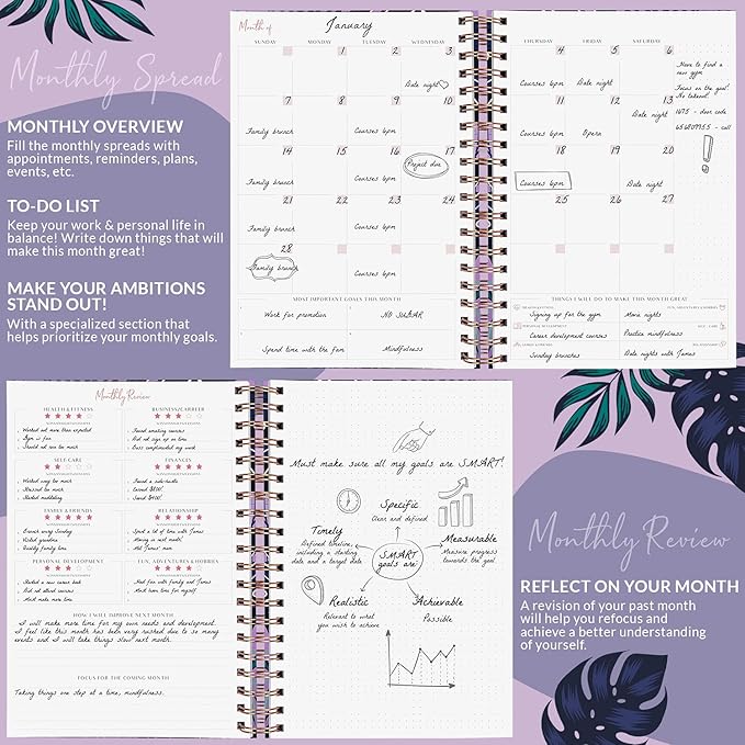 PLANBERRY Large Weekly Planner Premium – Undated Life & Budget Planner – Organizer & Productivity Journal, 8x10.4″ (Wild Purple)