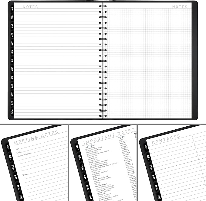 AT-A-GLANCE 2027 Appointment Book Planner, Weekly & Monthly, 8.25" x 11", Half-Hourly, Contemporary, Black (70950X0527)