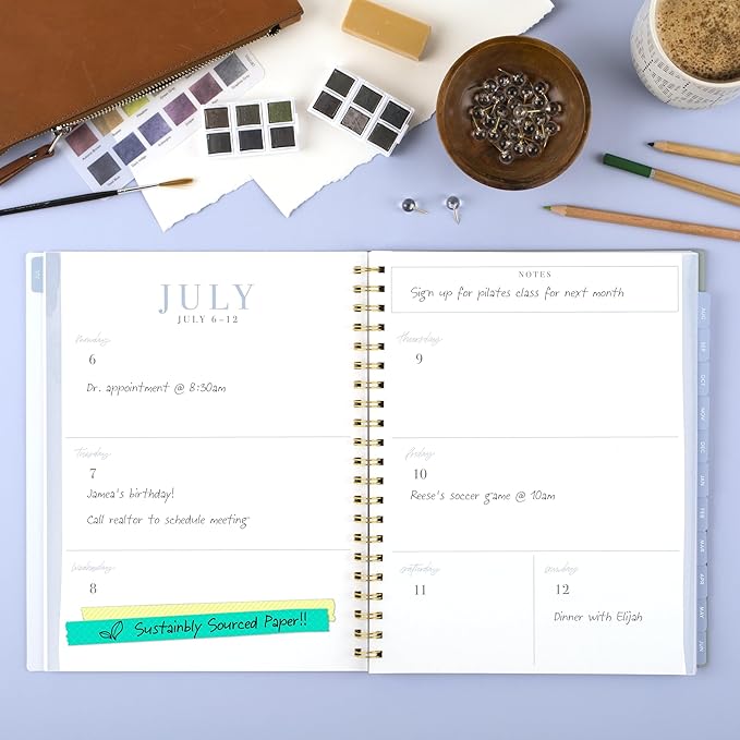 Cambridge Planner 2026-2027 Weekly & Monthly Academic 12-Month July-June, 8-1/2" x 11", Leah Bisch, Peony Field (LB51-905A)