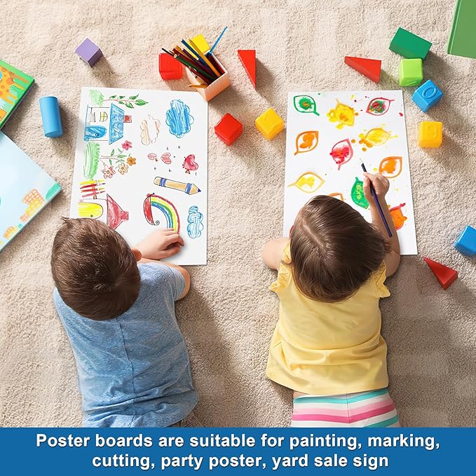 35 Pcs Poster Board 11.7 x 16.5 Inches White Paper Bulk, ROOKEA 250 GSM Thickness Vision Poster Boards Blank Graphic Display Posterboards for Drawing Artwork School Arts Crafts Projects