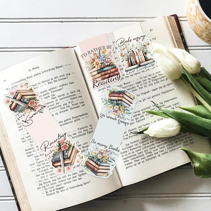 Vintage Floral Magnetic Bookmarks, 12 Pcs Book Lovers Magnet Book Mark Clips for Reading, Cute Bookish Gifts for Women Girls, Flower Page Marker for School Office Christmas Stocking Stuffers