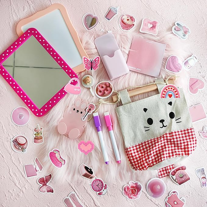 BANBALLON Locker Accessories Kits for Girls with Magnetic Whiteboard Locker Mirror Locker Rug and Pen Holder Back to School Essentials for Locker Organizer