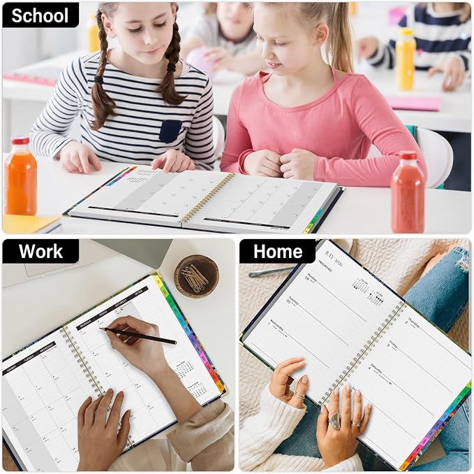 Academic Planner 2026–2027, A4 Hardcover Weekly Monthly Planner, Large 8.5" x 11" School Year Planner July 2026 to July 2027, with Bookmark, Pocket Folder and Sticky Notes, Tree Seasons