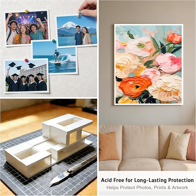 Foam Board 16x20 Inch, 3/16 Inch Thick, 12 Pack, White Foam Core Board, Strong & Rigid, Double-Sided Large Poster Board for Crafts, School Projects, Painting, Presentation & Display