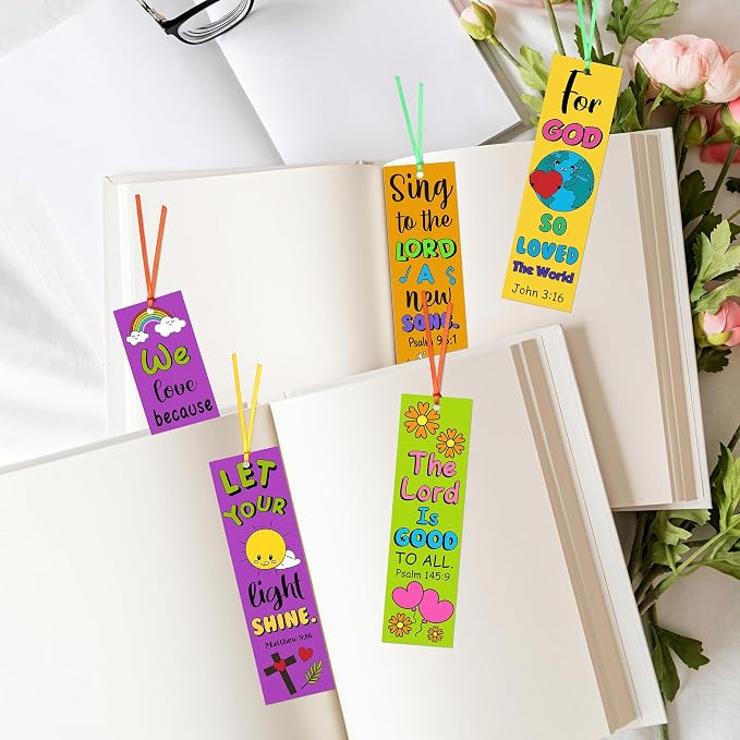 120Pcs Bible Color Your Own Bookmarks - Religious Christian DIY Coloring Blank Bookmarks for Sunday School Church Reading Activity Classroom Rewards Inspirational Gifts Crafts