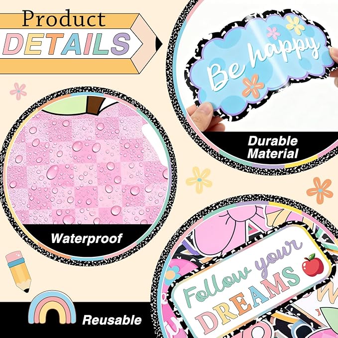 Eaasty Composition This is Your Year to Bulletin Board Set Composition Notebook Pencil Cutouts Motivational Welcome Back to School Classroom Decor for School Office Chalkboard Door Wall Decor Supply