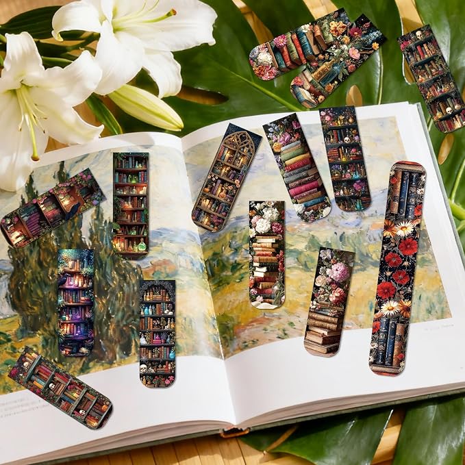 Vintage Books Magnetic Bookmarks Gifts - Wxiben 30 Pcs Retro Floral Bookmarks Magnetic Flower Book Mark Magnets Page Clips Gift for Book Lover Women Men Students Teachers Reading Bookish