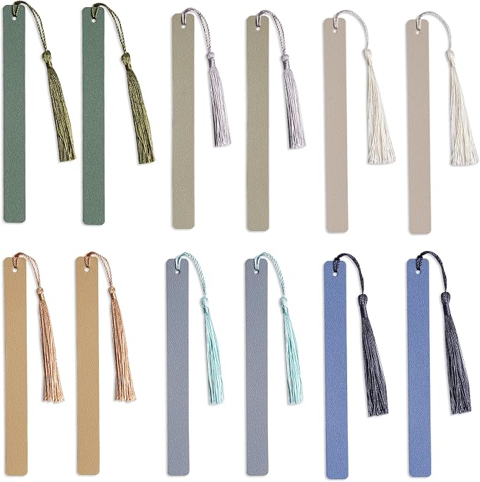 12 Pcs Pastel Leather Bookmarks Colorful for Women Students Teachers Book Lovers Reading Supplies(12colors2)