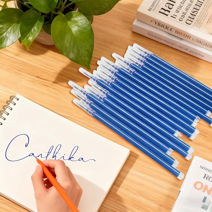 16Pcs 0.7mm Blue Erasable Gel Ink Pen Refills Compatible with Frixion Friction, Replaceable Medium Fine Point Clicker Refill Stationery (16, Blue)