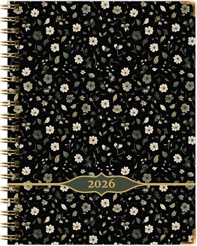LARGE PRINT HARDCOVER 2026 Planner, 8.5"x11": 14 Months (November 2025 - December 2026), Daily Weekly Monthly Planner, Yearly Agenda, Bookmark, Pocket Folder and Sticky Note Set (Primrose)