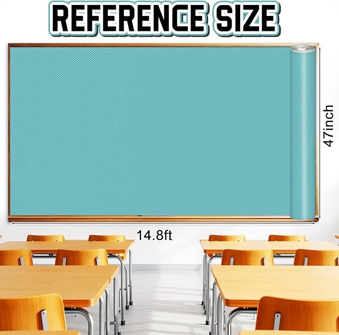 Inkspire Light Turquoise Bulletin Board Paper Roll,14.8FTx47IN Large Reusable Waterproof Erasable Classroom Wall Background Backdrop Paper,Fade-Resistant Fabric Wrapping School Decors Teacher Supplies