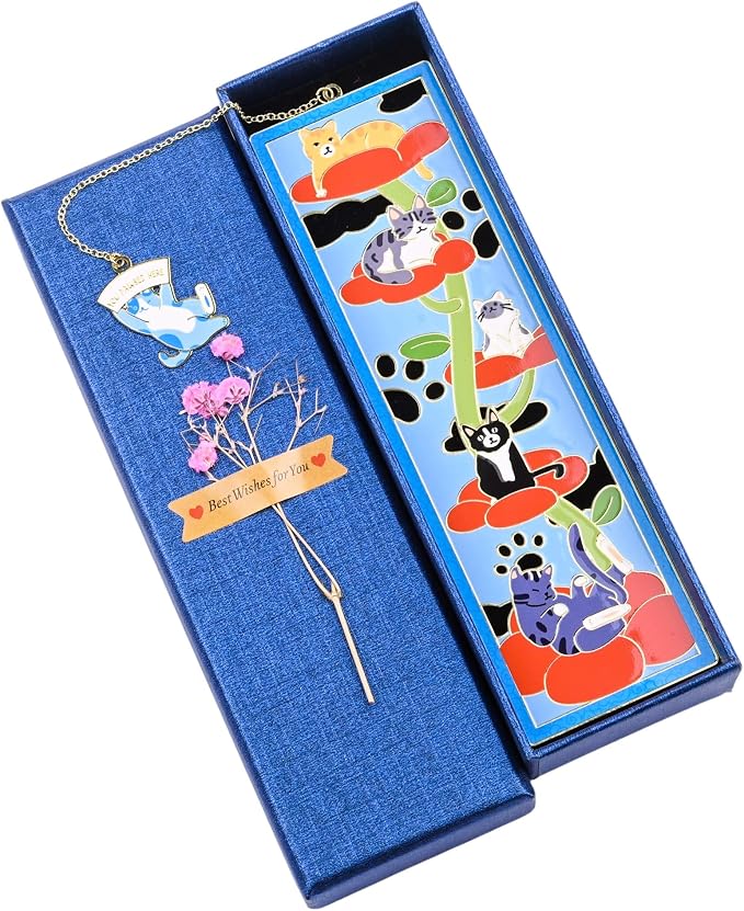 Personalized Cat Bookmark, Bookmarks for Women, Fancy Book Marks, Reading, Metal Book Mark Charm, Funny Book Marker, Kwaii Gifts for Book Lover, Cat Lover, Teacher, Mom, Friends, Bestie, Dad