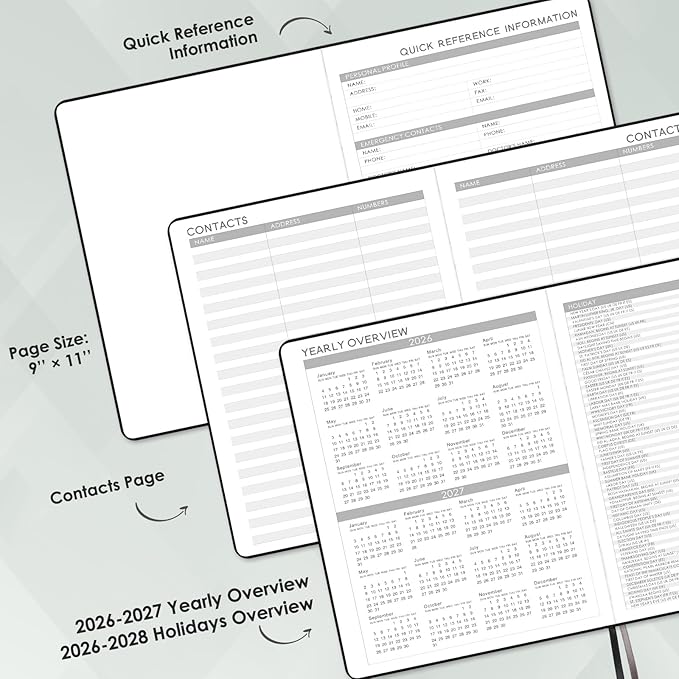 Planner 2026-2027 - Planner Weekly and Monthly 2026-2027, JUL 2026 - JUN 2027, Calendar Planner with Hardcover, Thick Paper, Back Pocket, Notes Pages, Pen Loop (9" x 11") - Black