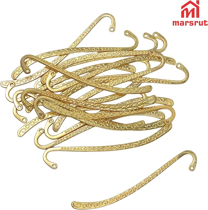 60pcs Metal Bookmark Hooks with Beaded Blanks, Vintage Retro Beading Line Tibetan Carving Pattern Alloy Hook Bookmarks with Hole for Stationery, Reading Enthusiasts, Teacher, DIY, Gifts