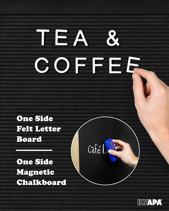 Ilyapa A Frame Sandwich Board Signs Outdoor Chalkboard & Felt Letter Board Sign with Changeable Letters - Wooden 36 x 20 in. Double Sided Magnetic Chalk Board & Letterboard for Sidewalk Advertising